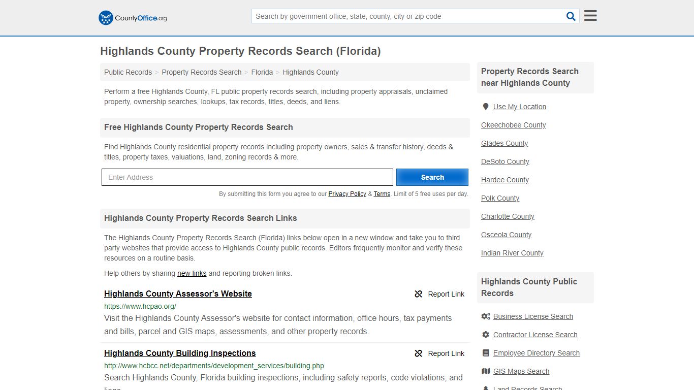 Property Records Search - Highlands County, FL ...